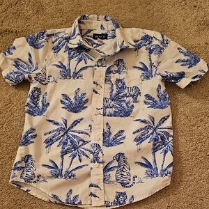 Place Blue and White Jungle Print Shirt